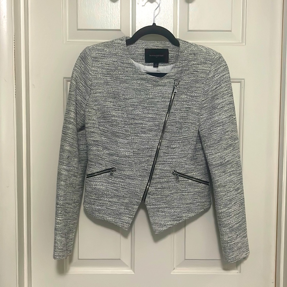 Banana Republic Tweed Asymmetrical Moto Jacket